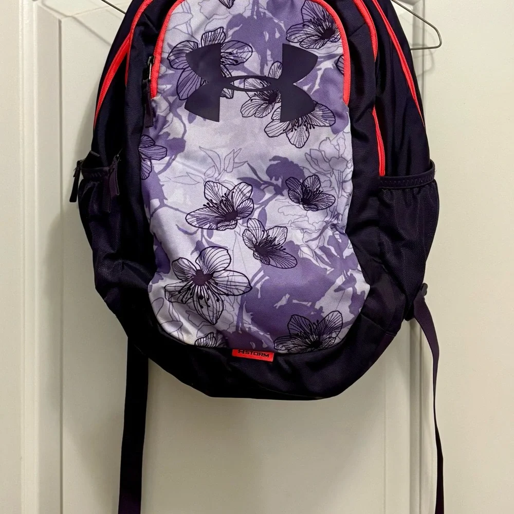 Under Armour Purple and Black Floral Backpack